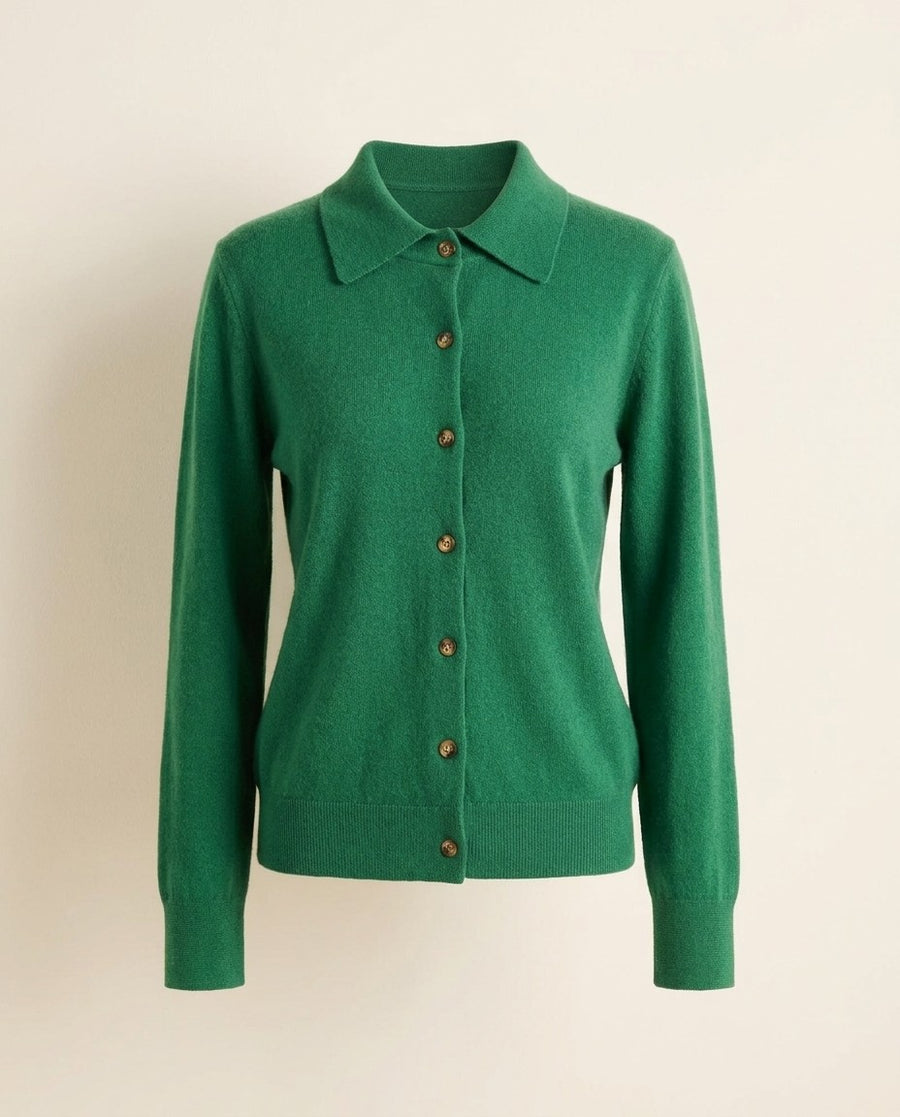 Strickjacke mit Polokragen, Produktfoto ohne Model